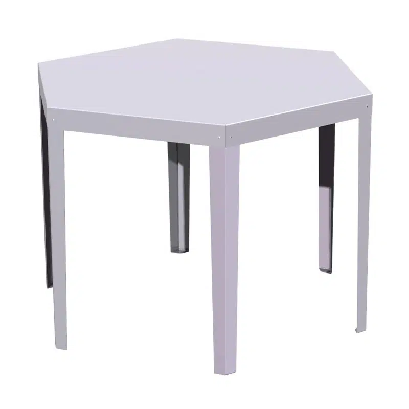 Table galva avec 6 pieds